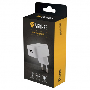 Yenkee YAC 2010 h&aacute;l&oacute;zati t&ouml;ltő USB csatlakoz&oacute;val feh&eacute;r